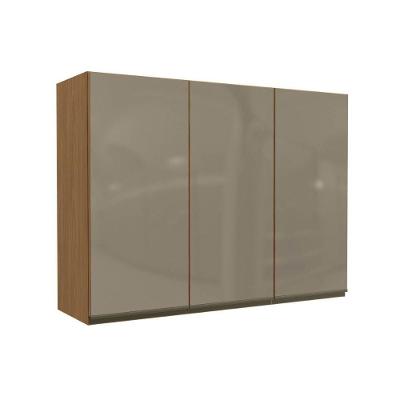 Armário De Cozinha Modulado Maxxi G767 Com 3 Portas Com Vidro Reflecta 120cm Canela