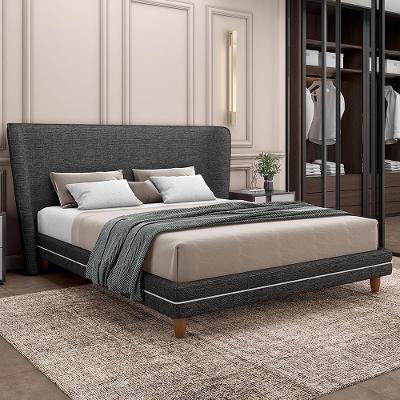 Cabeceira Cama Box Casal 140cm Nilo P05 Linho Cinza Escuro - Lyam Decor