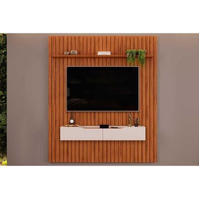 Home P- Tv Até 65 Pol Pratic Ripado C- 2 Gavetas 183x240cm Freijó-off White - Dj Móveis