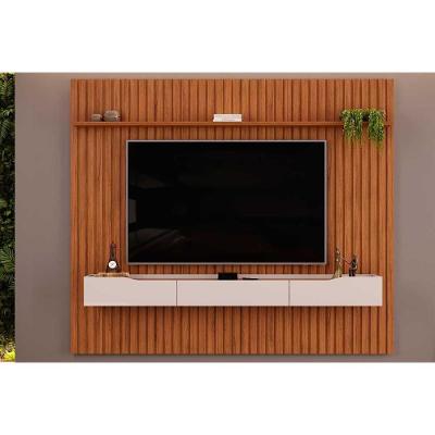 Home P- Tv Até 85 Pol Pratic Ripado C- 3 Gavetas 250x240cm Freijó-off White - Dj Móveis