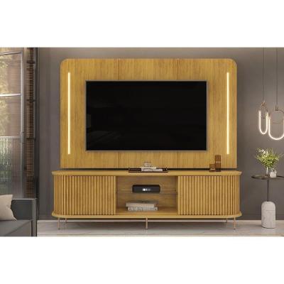 Home P- Tv Até 75 Pol Atlas Ripado C- 2 Portas 218x62cm Cedro - Dj Móveis