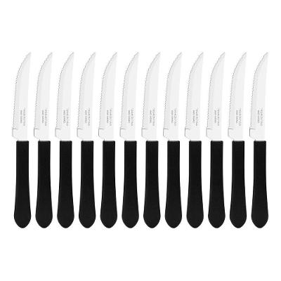 Kit 12 Facas De Mesa Churrasco Tramontina Leme Inox Cabo Preto