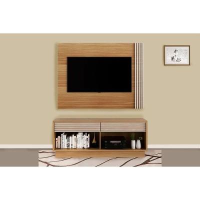 Estante P- Sala Até 42 Pol Pl3004-ra2003 Ripado C- 2 Gavetas 115x150cm Natural-off White - Tecno Mobili
