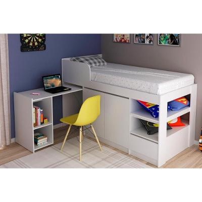 Cama Multifuncional Juvenil Cm8021 C- Escrivaninha Branco - Tecno Mobili