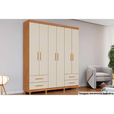 Guarda Roupa Casal 6 Portas E 4 Gavetas C- Pés Canadá Plus Cinamomo-off White - Conquista