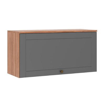Armário Aéreo Cozinha Modulado Bella 2603 Com 1 Porta Basculante 80cm Nogal Cinza