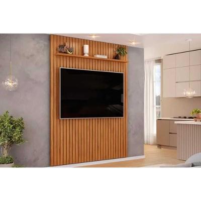 Painel Quarto P- Tv Até 65 Pol Pratic Ripado C- 1 Prateleira 183x240cm Freijo - Dj Móveis