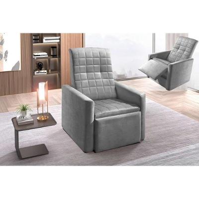 Poltrona De Amamentação Sala Reclinável Do Papai Top Suede Cinza - Paropas