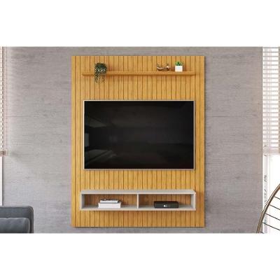 Painel Quarto P- Tv Até 55 Pol Aston Ripado C- 1 Prateleira E 2 Nichos 134x168cm Cedro-bali - Dj Móveis