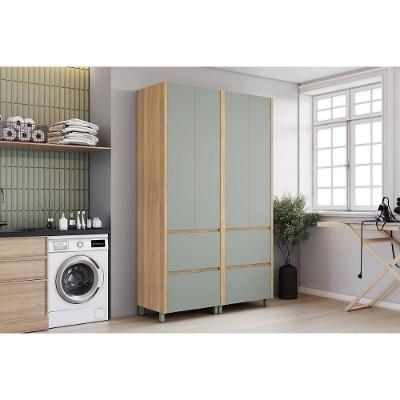 Multiuso Lavanderia Rainha C- 4 Portas E 4 Gavetas 140cm Nature-verde - Nesher