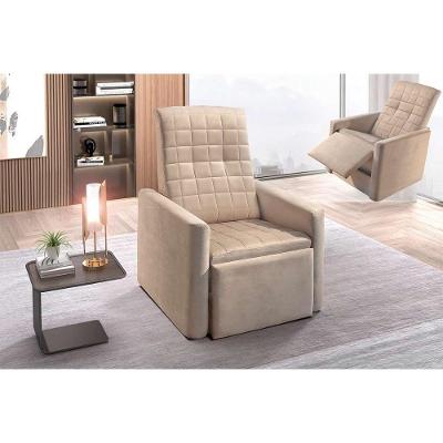 Poltrona De Amamentação Sala Reclinável Do Papai Top Suede Bege - Paropas