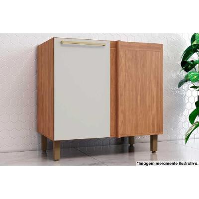 Módulos De Cozinha Requinte Balcão Requinte Canto Reto Com 1 Porta Sem Tampo 84cm Nature Areia2 Aéreos + 1 Balcão + 1 Complemento