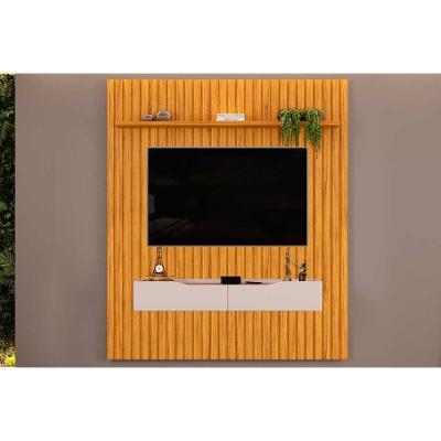 Estante P- Sala Até 65 Pol Pratic Ripado C- 2 Gavetas 183x240cm Cedro-bali - Dj Móveis