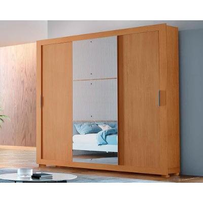 Guarda Roupa Solteiro 3 Portas De Correr E 4 Gavetas C- Pés Veneza Luxo Naturalle-ripado 3d - Rufato
