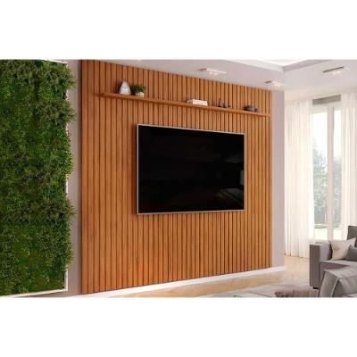 Home P- Tv Até 85 Pol Pratic Ripado C- 1 Prateleira 275x240cm Freijo - Dj Móveis