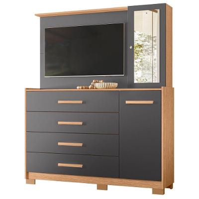 Cômoda Com Painel Para Tv 43 4 Gavetas 2 Portas Ilha Bela Freijó Titanium