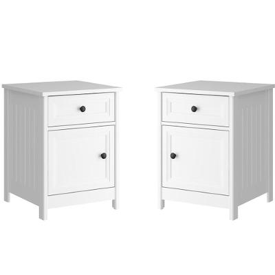 Kit 02 Mesas De Cabeceira 1 Porta E 1 Gaveta 45 Cm Dm112 Branco Branco