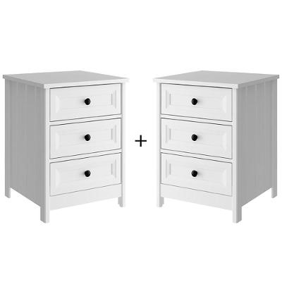 Kit 02 Mesas De Cabeceira 3 Gavetas 45 Cm Dm111 Branco Dtall Branco