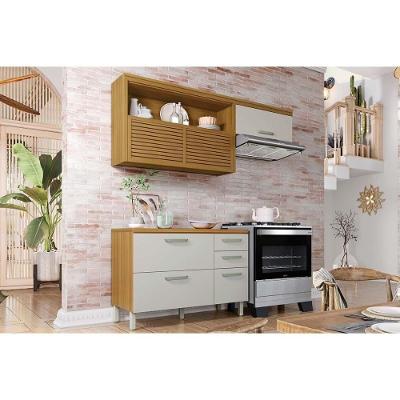 Cozinha Completa Princesa 2 Peças 1 Aéreo 1 Balcão C2p45 Freijó Off White