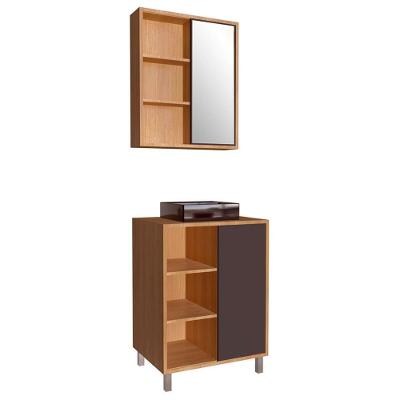 Gabinete 60 Cm Espelheira E Cuba Preta Cj7250 Mell Grafite Faem Mell Grafite