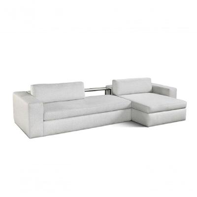 Sofa 03 E 04 Lugares 3,15mt Com Chaise Tecido Cinza Estofado Ereganto