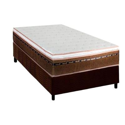 Cama Box Solteiro: Colchão Molas Masterpocket Ensacadas Luckspuma New Comfort + Base Crc Suede Brown (88x188)