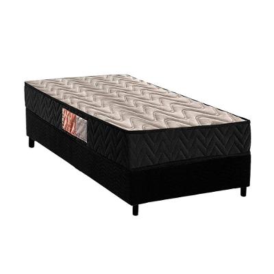 Conjunto Box Solteiro: Colchão Espuma Paropas D28 Pasquale Black + Base Crc Suede Black (78x188)