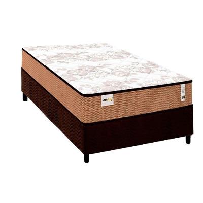 Conjunto Box Solteiro: Colchão Molas Plumatex Ensacadas Smart Classic + Base Crc Suede Brown (88x188)