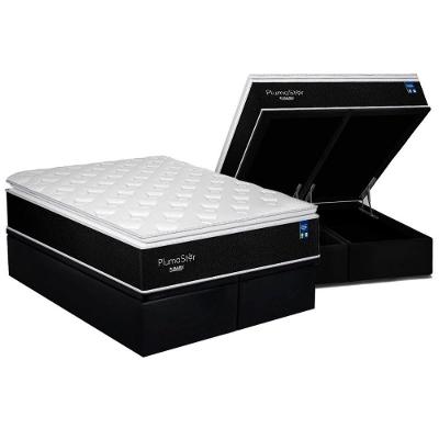 Conjunto Box Baú King: Colchão Molas Plumatex Ensacadas Plumastar + Base Crc Suede Black(193x203)