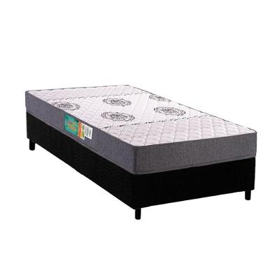 Conjunto Box Solteiro Colchão Espuma Polar D45 Pérola Grey + Base Crc Suede Black (78x188)