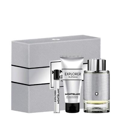 Kit Montblanc Explorer Platinum Masculino - Eau De Parfum 100ml + Eau De Parfum 7,5ml + Shower Gel 100ml