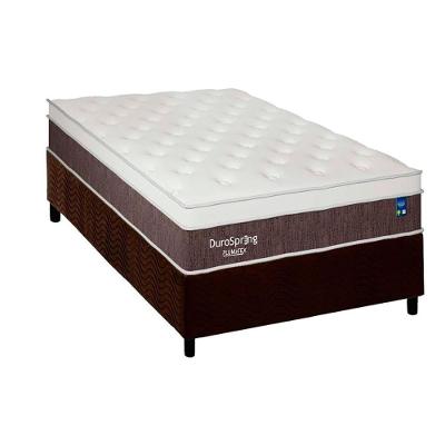Conjunto Box Solteiro: Colchão Molas Plumatex Superlastic Durospring + Base Crc Suede Brown (88x188)