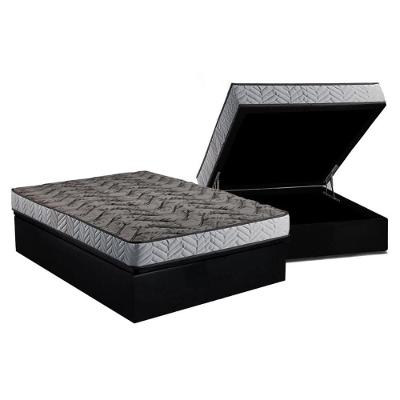 Conjunto Box Baú King: Colchão Espuma Paropas Compact Ag 65 - D28 Royalle Rústico Prata + Base Crc Suede Black (193x203)