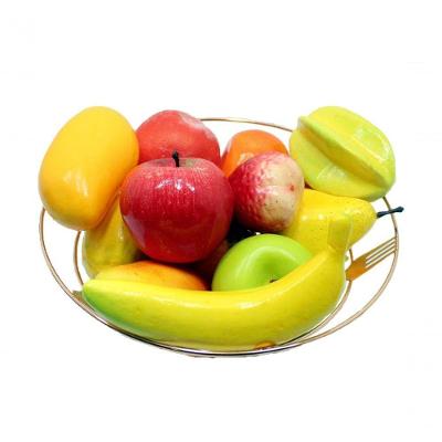 Kit Fruteira Frutas Artificiais Isopor E Cesta Rose Redonda