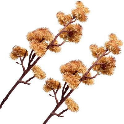 Kit 6 Plantas Artificiais Enfeite Jardim Mamonas Marrom 70cm