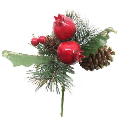 Kit 12 Ramos Romã Decoração De Natal Artificial Com Brilho 16cm