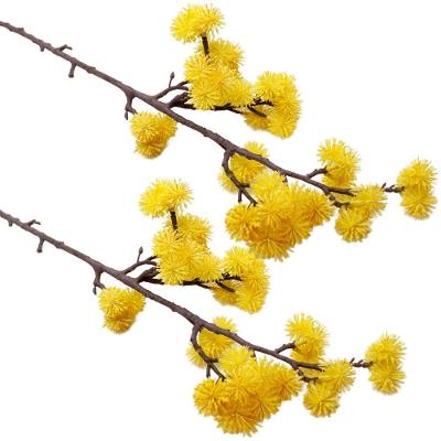 Kit 2 Plantas Artificiais Enfeite Mamona Amarela Jardim 70cm