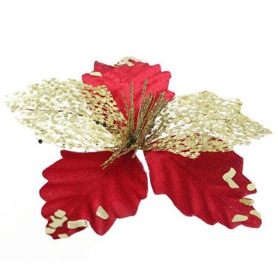 Kit 4 Flor De Natal Vermelha Artificial Com Brilho 19cm