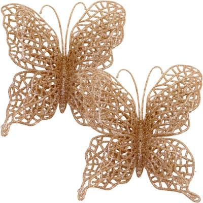 Kit 4 Pendente árvore Natal Borboleta Natalino Gold De 15cm
