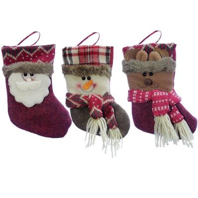 Trio Decoração Natal Bota Meia Rena Papai Noel Boneco Neve Natalino 18cm