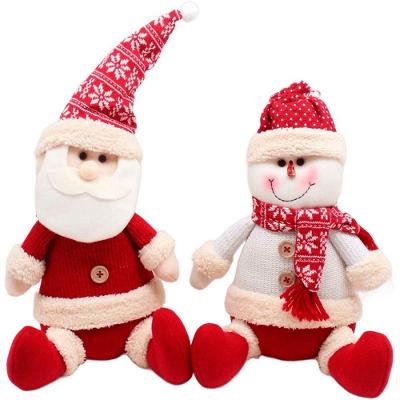 Dupla Papai Noel Boneco Neve Sentado Decoração Natal De 35cm
