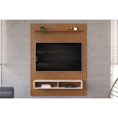 Painel Quarto P- Tv Até 55 Pol Aston Ripado C- 1 Prateleira E 2 Nichos 134x168cm Freijó-off White - Dj Móveis