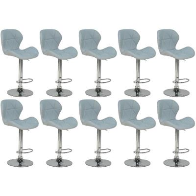 Kit 10 Banquetas Slim Estofada Giratória Com Regulagem De Altura - Cinza