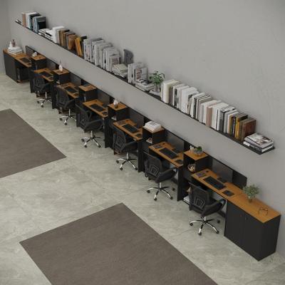 Conjunto De Escritório Smart 6 Livreiro 2 Buffet E 7 Mesas 90cm - Preto E Cedro Preto E Cedro