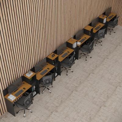 Conjunto De Escritório Smart 5 Livreiro E 6 Mesas 90cm - Preto E Cedro Preto E Cedro