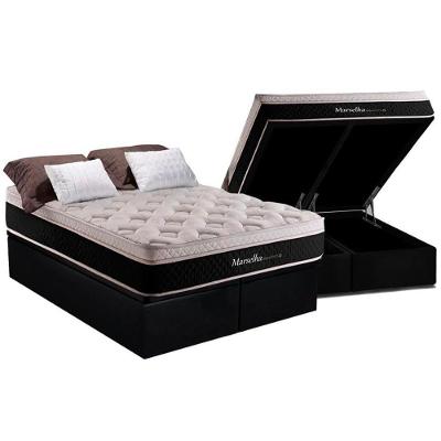 Cama Box Baú King: Colchão Molas Masterpocket Ensacadas Herval Maxspring Marselha + Base Crc Suede Black (193x203)