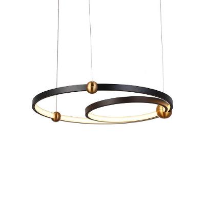 Lustre Pendente Skylight Circles 3074 Preto-dourado Led Bivolt Preto-dourado