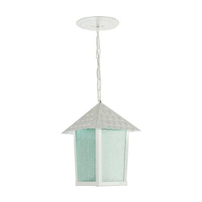 Lustre Pendente Blumenau Colonial Quadrado Vidro Pontilhado E27 Bivolt Branco