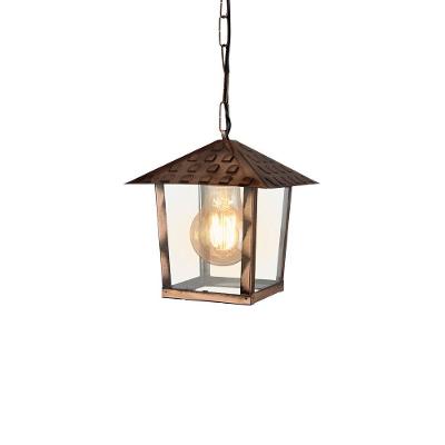 Lustre Pendente Blumenau Colonial Nina Quadrado Vidro Liso Cobre E27 Bivolt Cobre