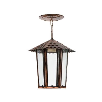 Lustre Pendente Blumenau Colonial Sextavado Vidro Liso Cobre E27 Bivolt Cobre